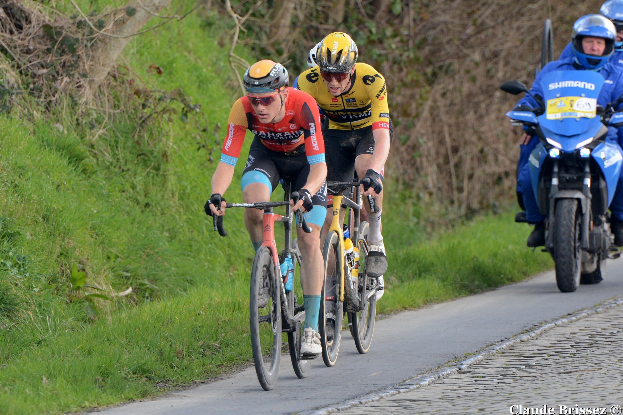 Matej Mohoric sera présent au départ de l'Omloop Het Nieuwsblad avec la Bahrain-Victorious.