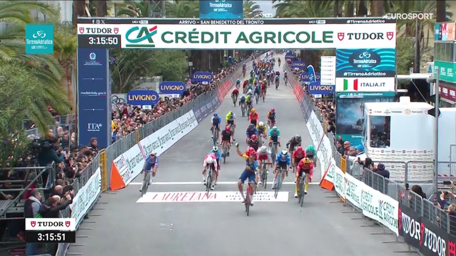 Classement de la 7ème étape de Tirreno-Adriatico, remportée par Jonathan Milan.