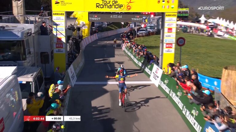 Classement de la 2ème étape du Tour de Romandie, remportée par Thibau Nys