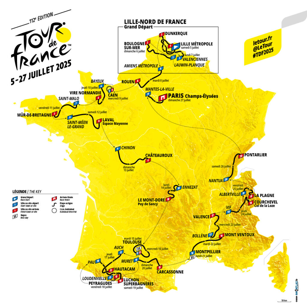 Tour de France parcours et étapes de l