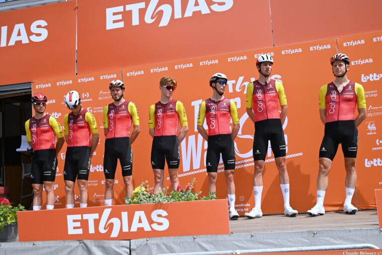 Coureurs de l’équipe Cofidis en action lors de la saison 2025, symbolisant une année de transition avant la relégation en ProTeam.