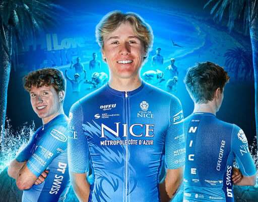 Maillot 2026 du Team Nice Métropole Côte d’Azur aux couleurs azuriennes
