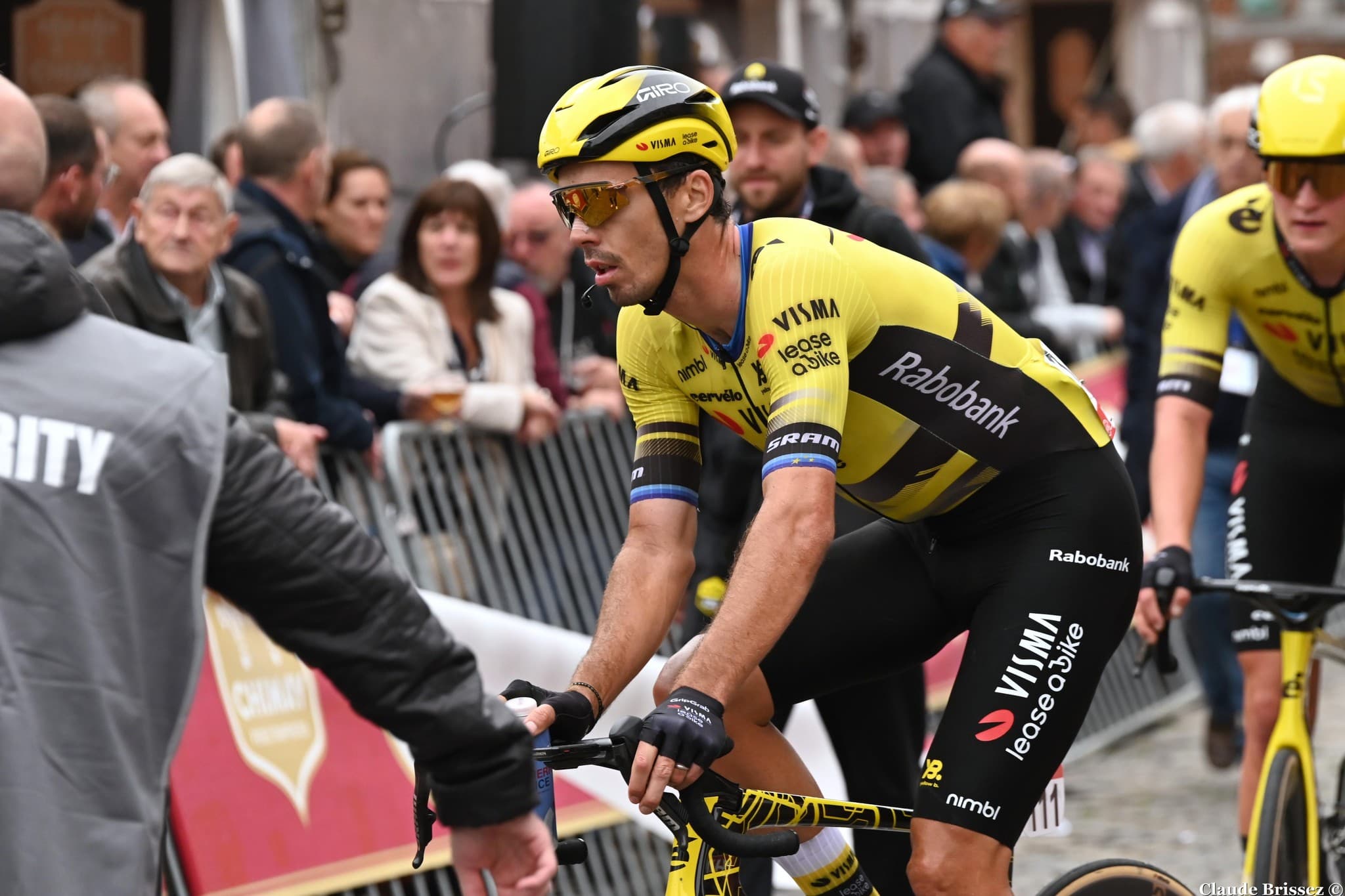 Christophe Laporte en action sous le maillot Team Visma | Lease a Bike lors d’une course WorldTour.