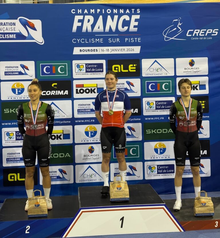 Podium du championnat de France du Scratch avec Coralie Demay.