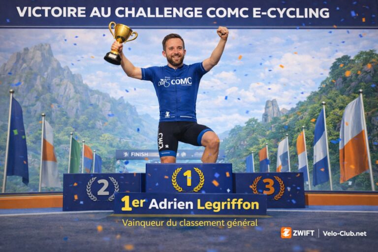 Adrien Legriffon vainqueur du classement général du Challenge COMC E-Cycling sur Zwift