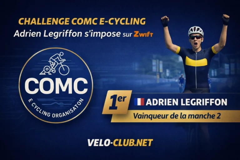 Adrien Legriffon vainqueur de la manche 2 du Challenge COMC E-Cycling sur Zwift