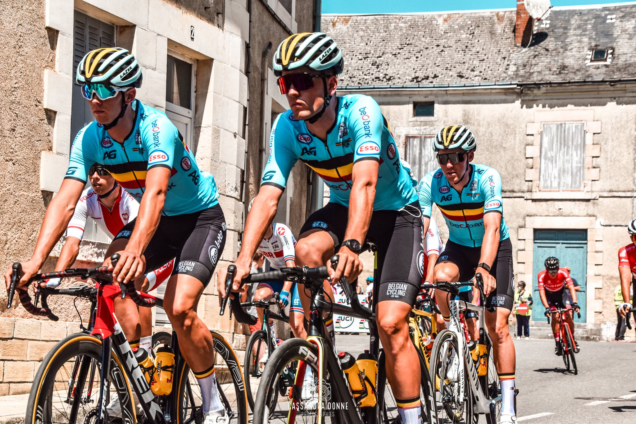 Sélection belge en tête d’un peloton sur une course internationale UCI