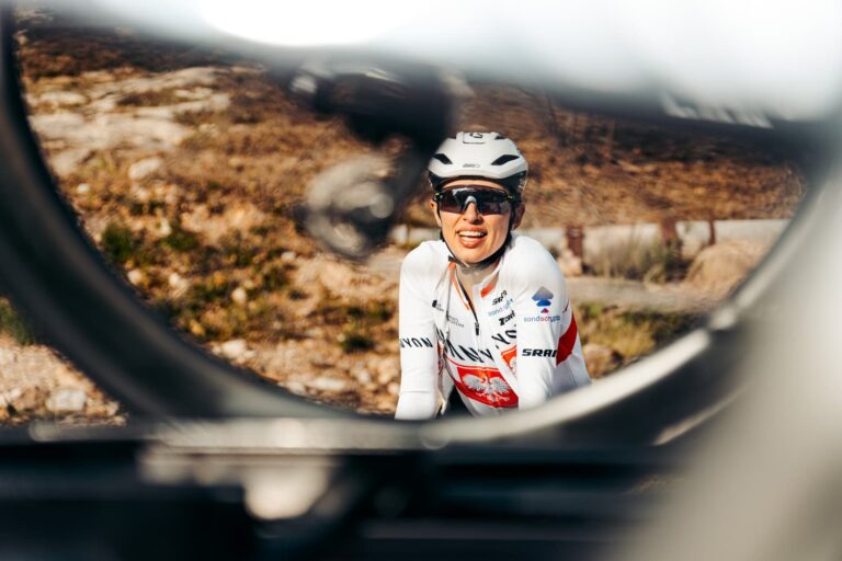 Kasia Niewiadoma à l’entraînement avant l’Omloop Nieuwsblad