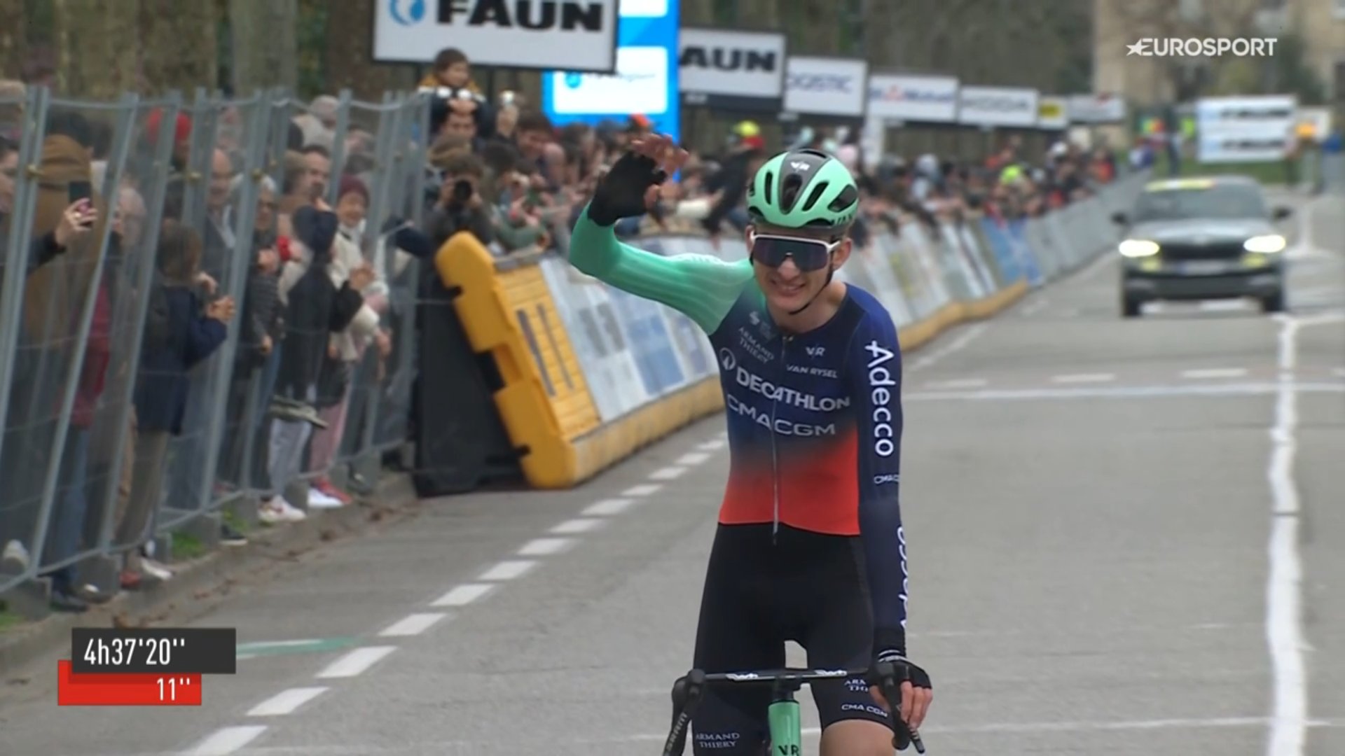 Paul Seixas à l’arrivée de la Faun-Ardèche Classic