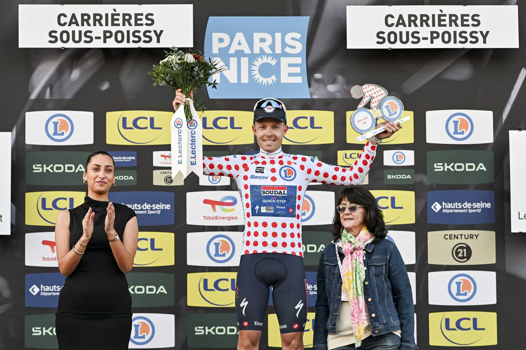 Casper Pedersen avec le maillot à pois du classement de la montagne sur Paris-Nice