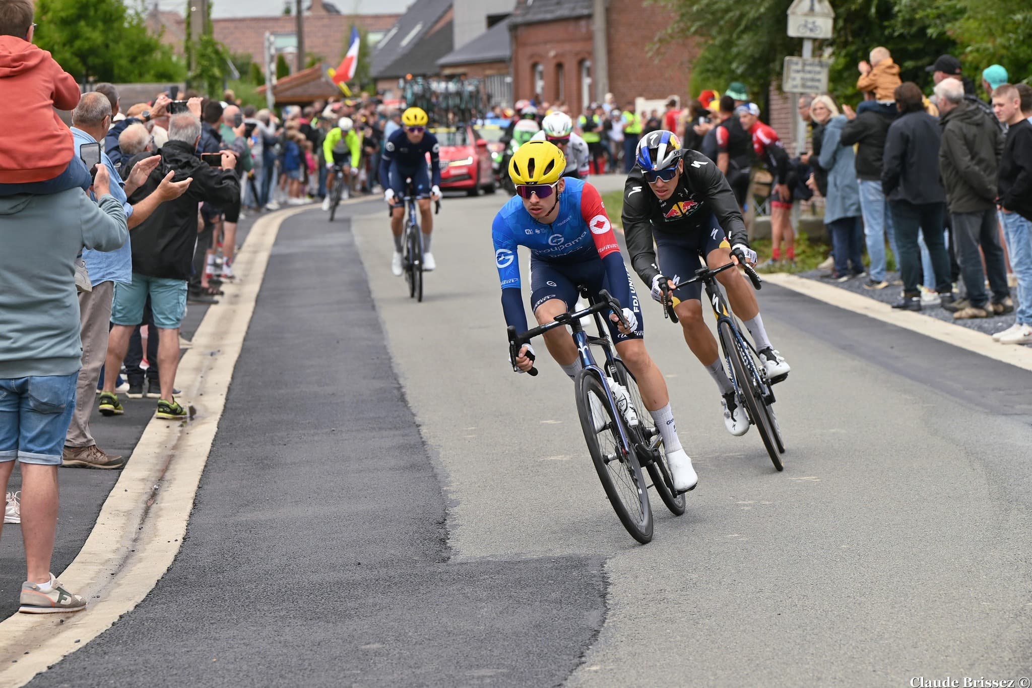 Romain Grégoire lors d’une course sur route avec l’équipe Groupama-FDJ