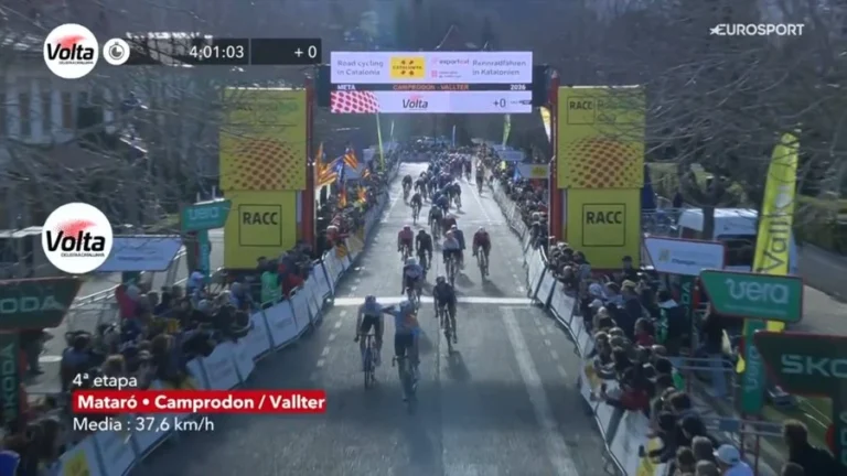 Ethan Vernon vainqueur de la 4e étape de la Volta a Catalunya devant Dorian Godon