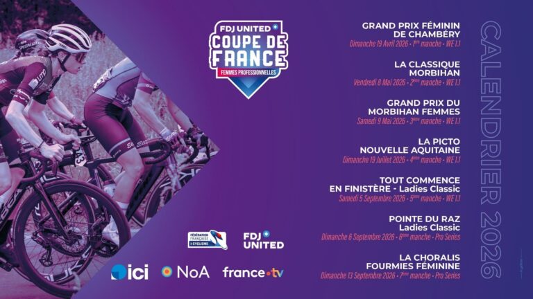 affiche du calendrier de la Coupe de France Femmes Professionnelles FDJ UNITED