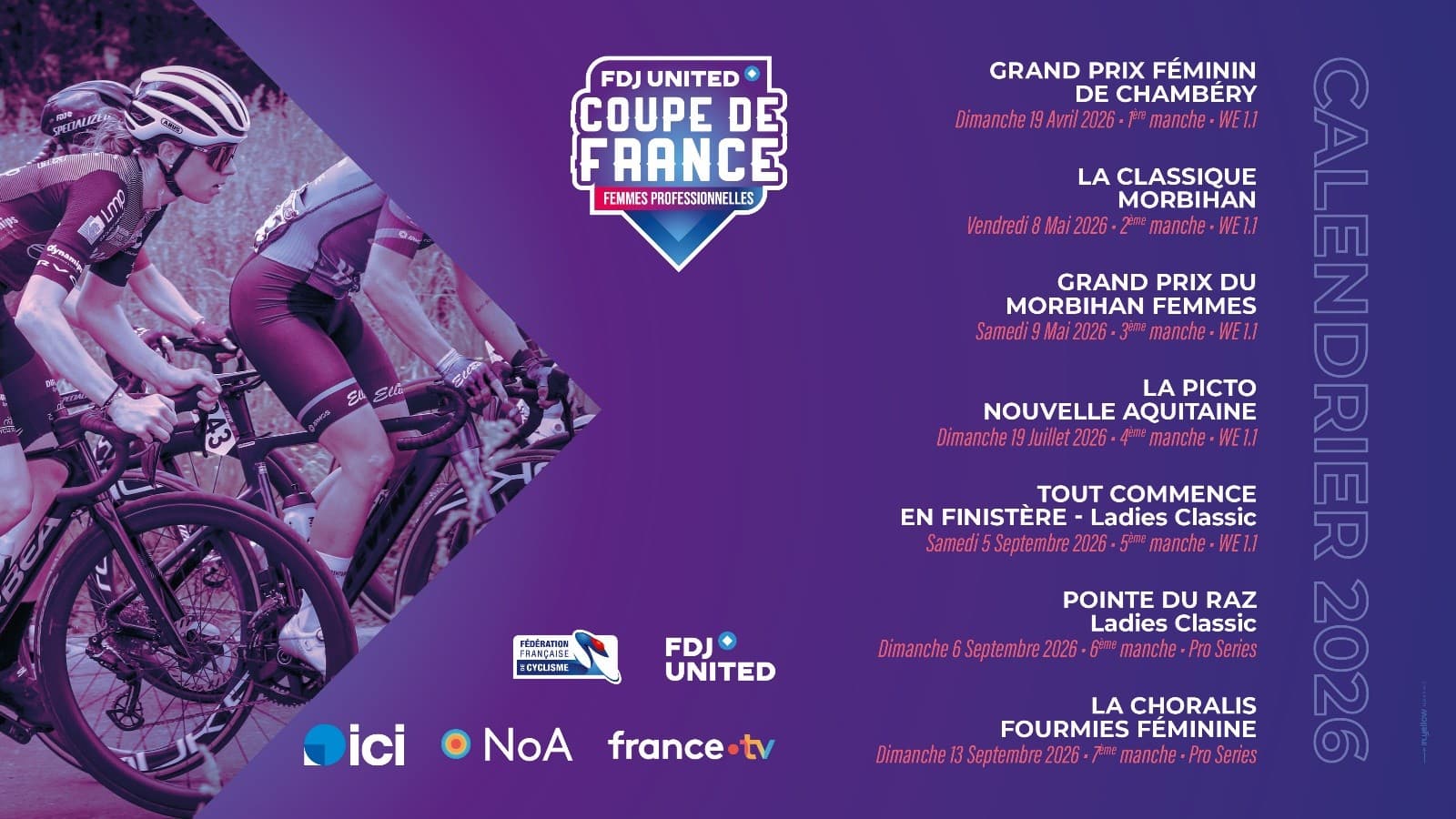 affiche du calendrier de la Coupe de France Femmes Professionnelles FDJ UNITED
