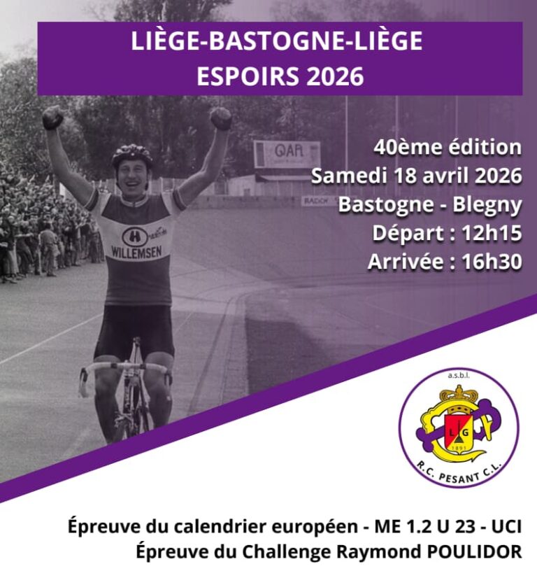 Affiche Liège-Bastogne-Liège U23 avec informations de la course et date