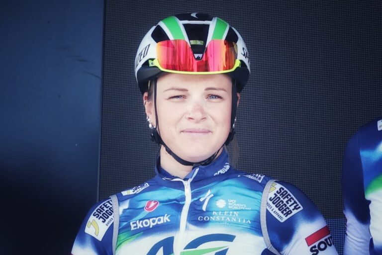 Gladys Verhulst lors d’une course cycliste féminine