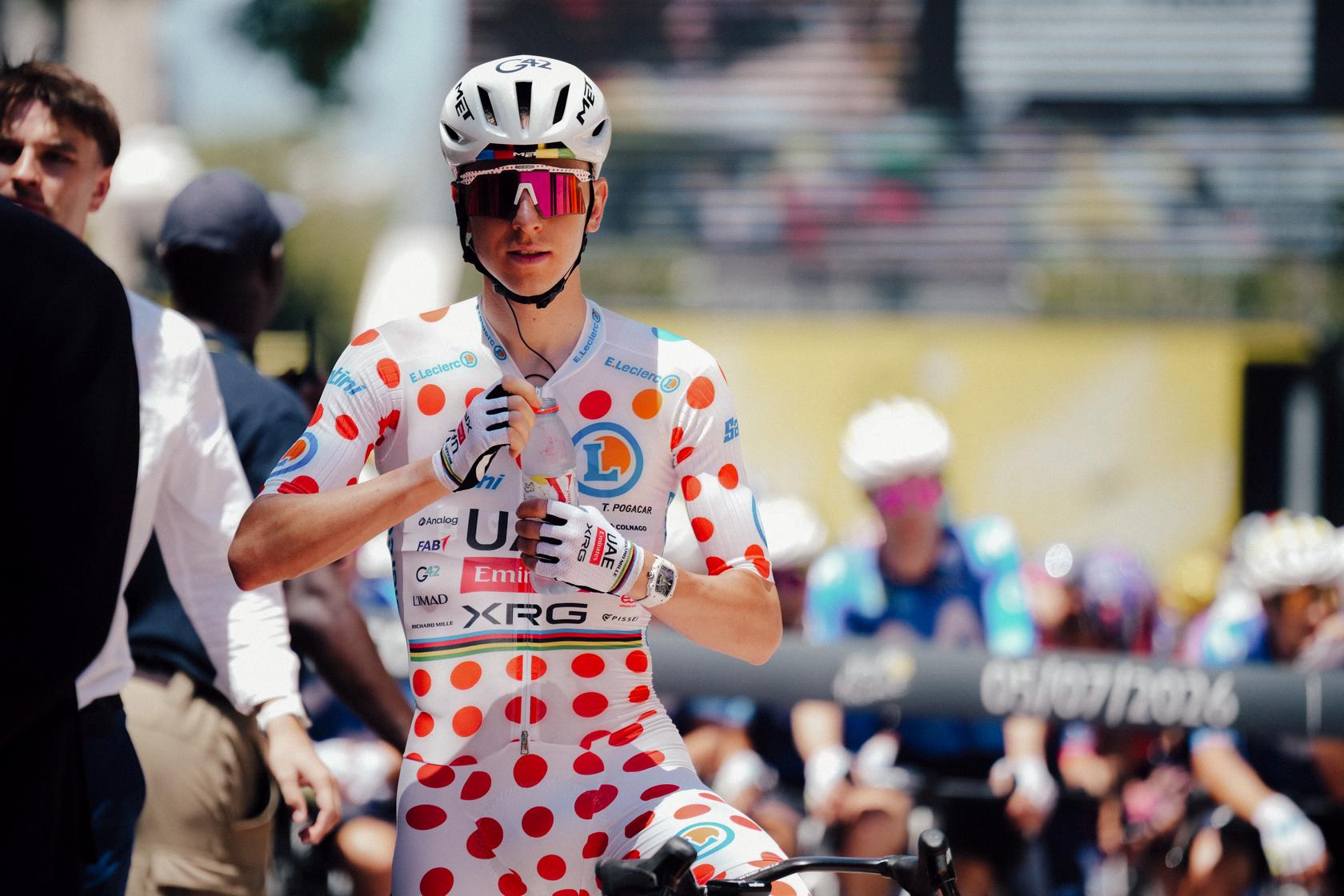 Tadej Pogacar réagit après sa victoire sur la 3e étape du Tour de France