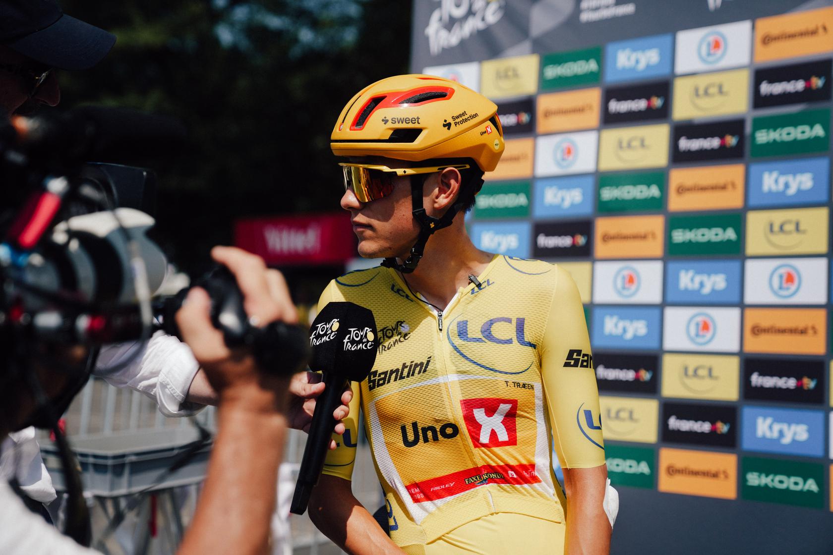 Torstein Træen en maillot jaune sur le Tour de France avant son abandon