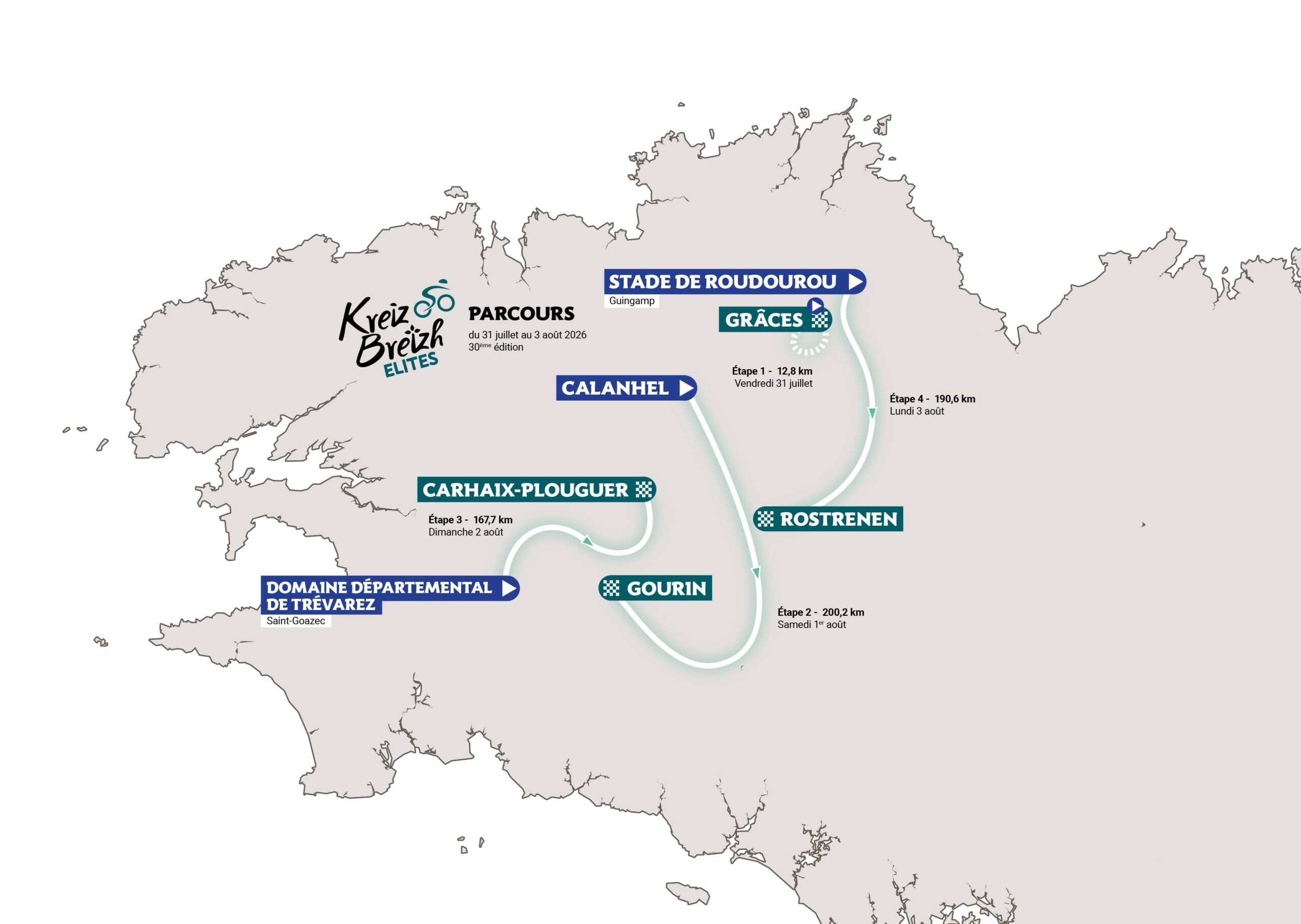 Le parcours du Kreiz Breizh Elites 2026 présenté avant le départ de la course